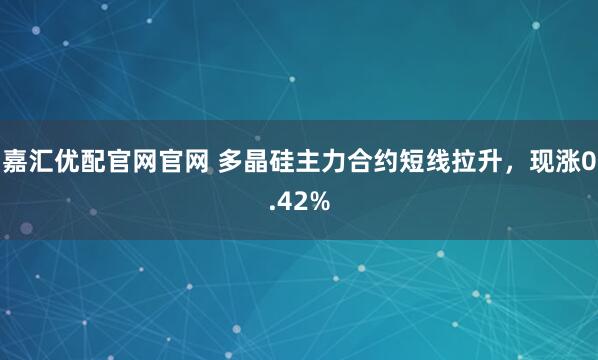 嘉汇优配官网官网 多晶硅主力合约短线拉升，现涨0.42%
